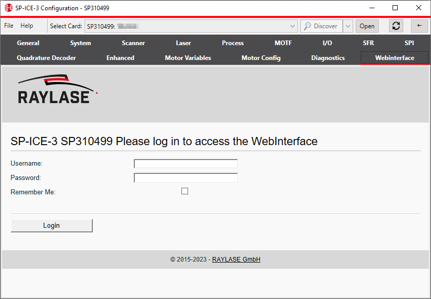 SP-ICE-3 Web Interface-Login